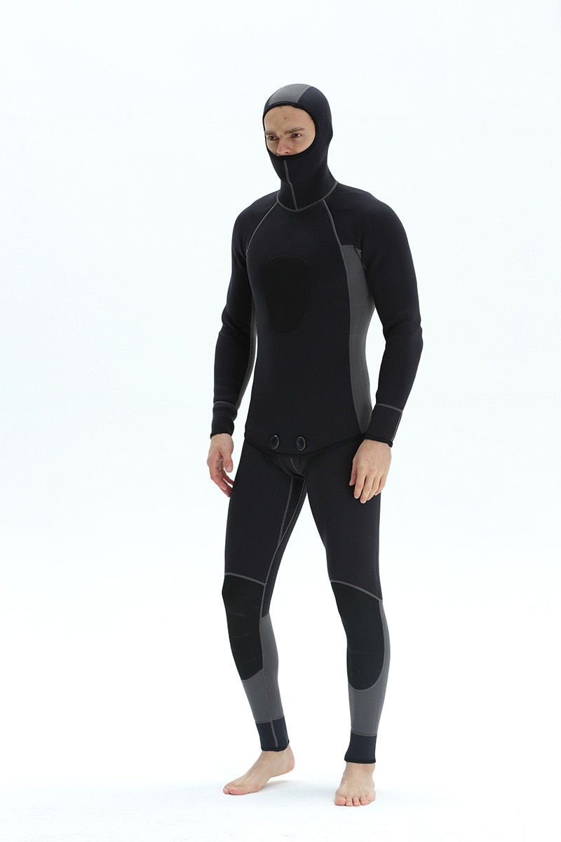 3MM neoprene two pieces set hooded wetsuit