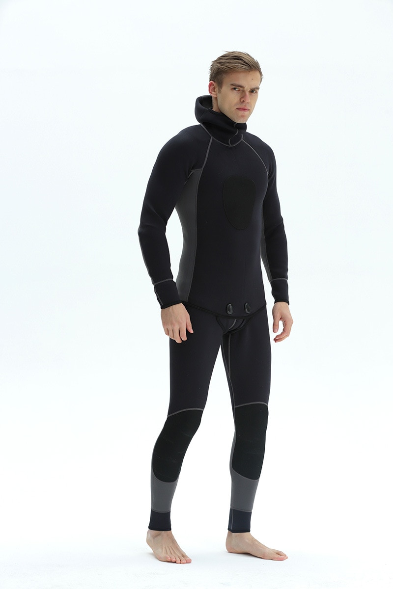 3MM neoprene two pieces set hooded wetsuit